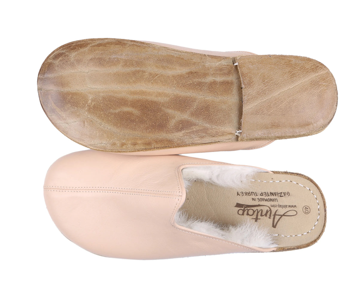 Smooth Barefoot Shearling Sandals Shoes – Classic Sole — Leather Sole – Cream