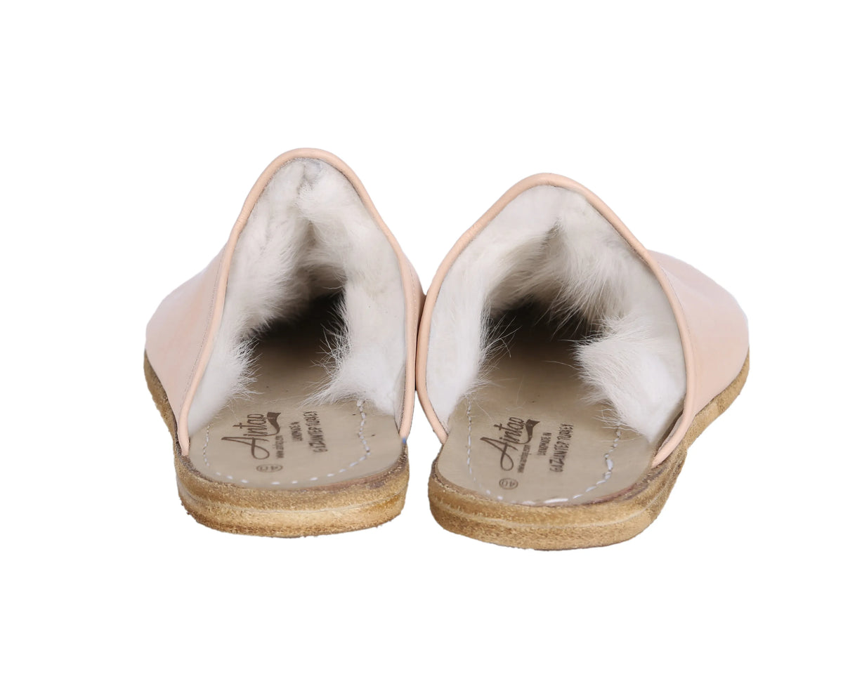 Smooth Barefoot Shearling Sandals Shoes – Classic Sole — Leather Sole – Cream