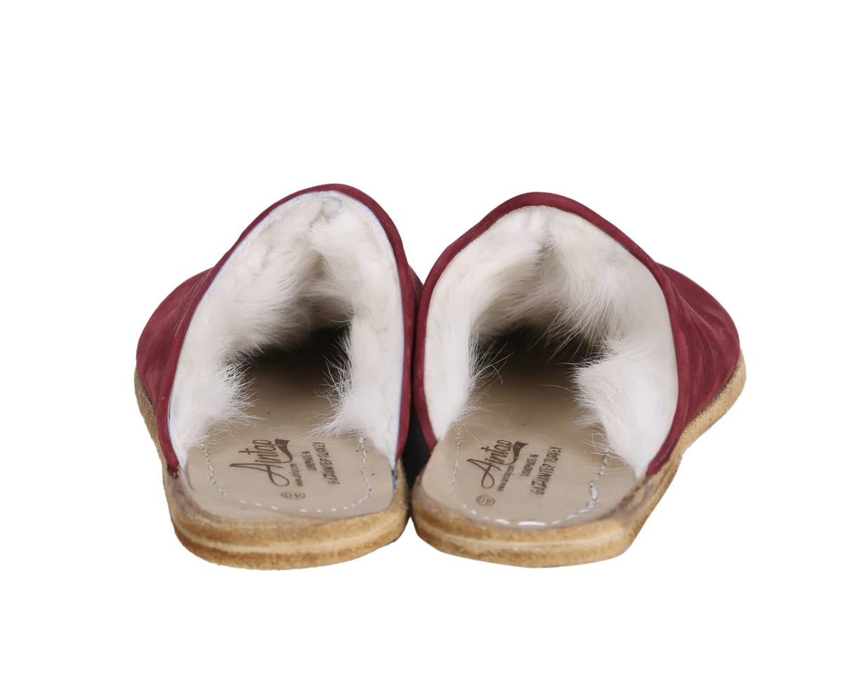Nubuck Barefoot Shearling Sandals Shoes – Classic Sole — Leather Sole – Clared Red