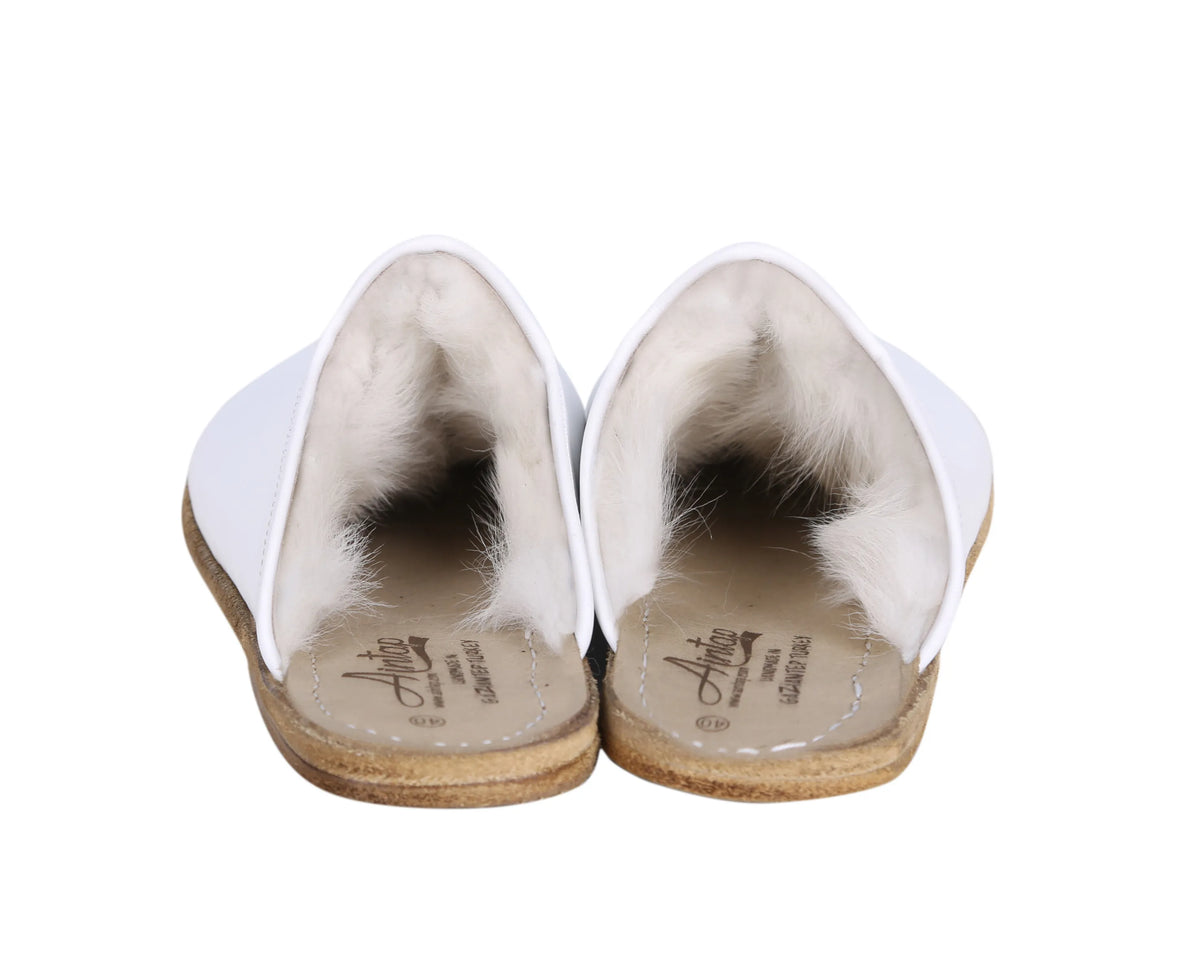 Smooth Barefoot Shearling Sandals Shoes – Classic Sole — Leather Sole – White