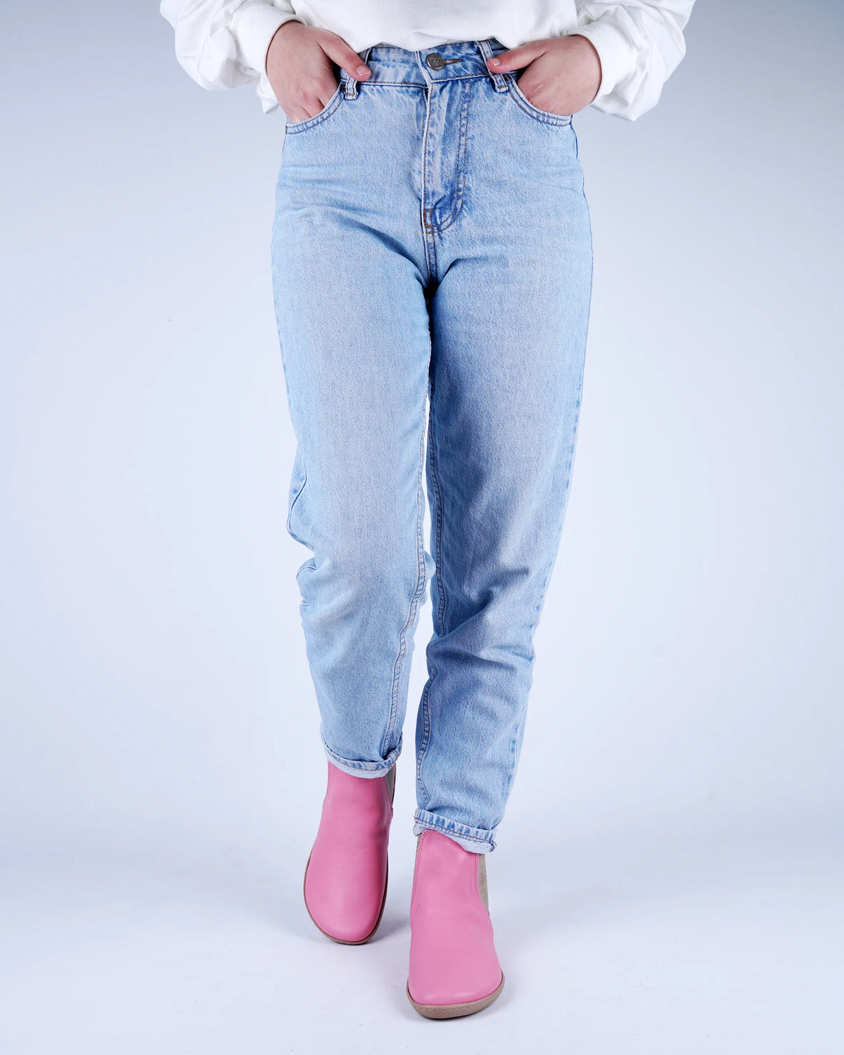 Smooth Barefoot Chelsea Boots Shoes – 6mm Rubber Sole – Pink