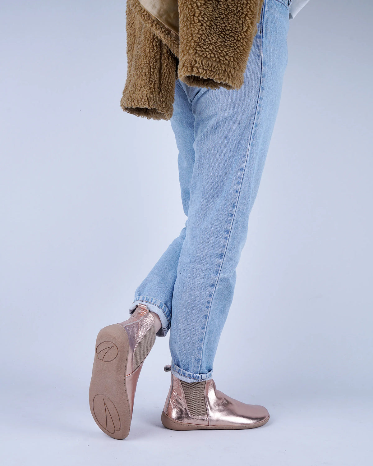 Bright Barefoot Chelsea Boots Shoes – 6mm Rubber Sole – Rose Gold
