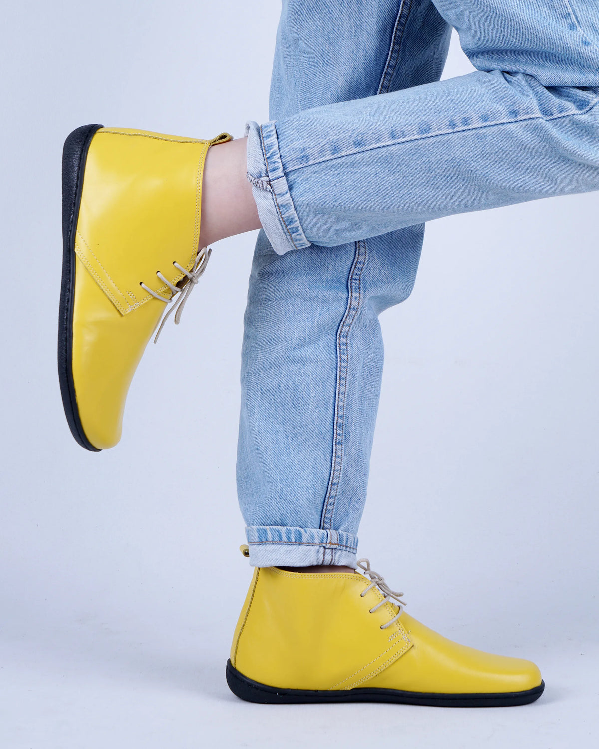 Smooth Barefoot Bootie Laces Shoes – 6 mm Rubber Sole – Yellow
