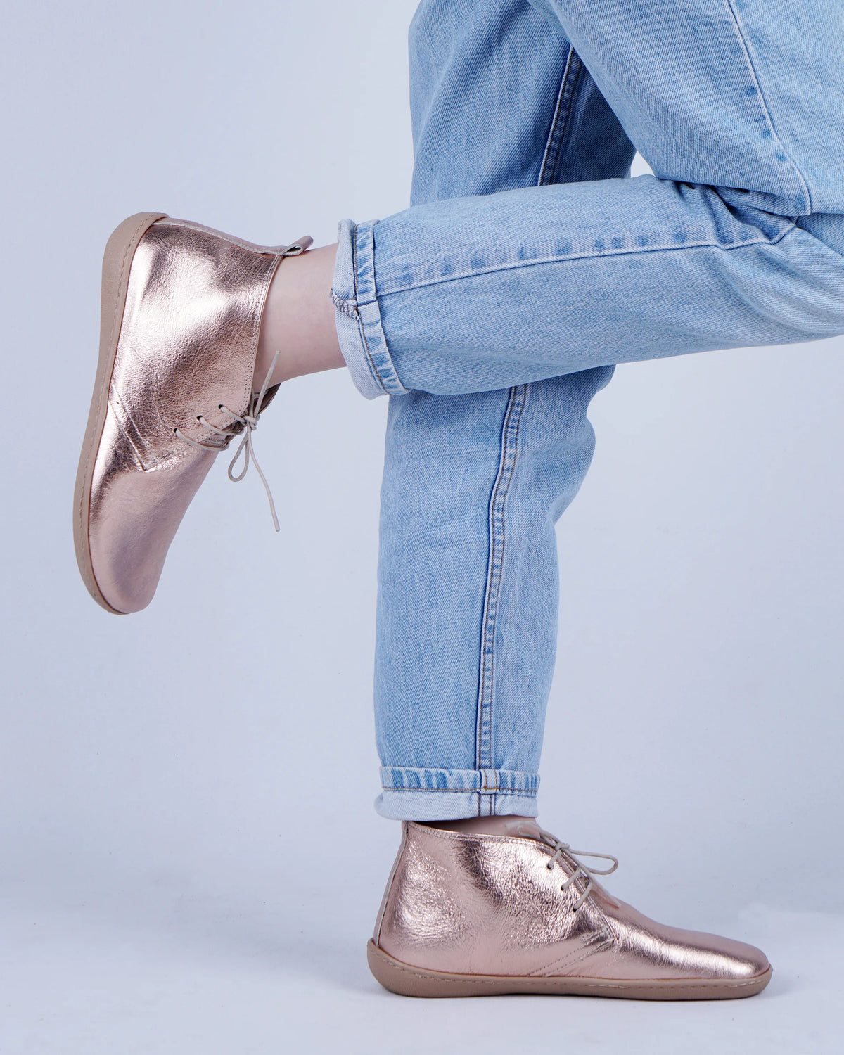Bright Barefoot Bootie Laces Shoes – 6 mm Rubber Sole – Rose Gold