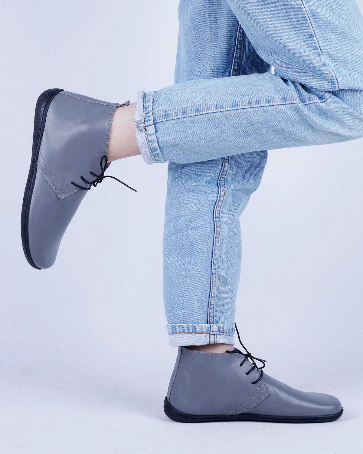 Smooth Barefoot Bootie Laces Shoes – 6 mm Rubber Sole – Gray