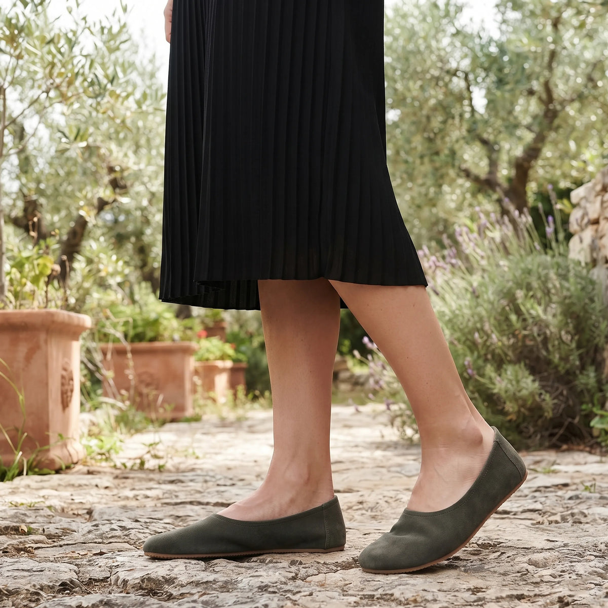 Suede Barefoot Ballet Shoes – Rubber Sole – Green