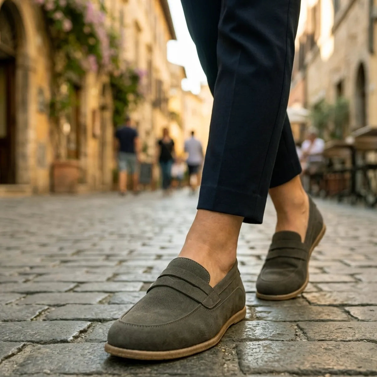 Suede Barefoot Penny Loafer Shoes – Classic Sole — Leather Sole – Green