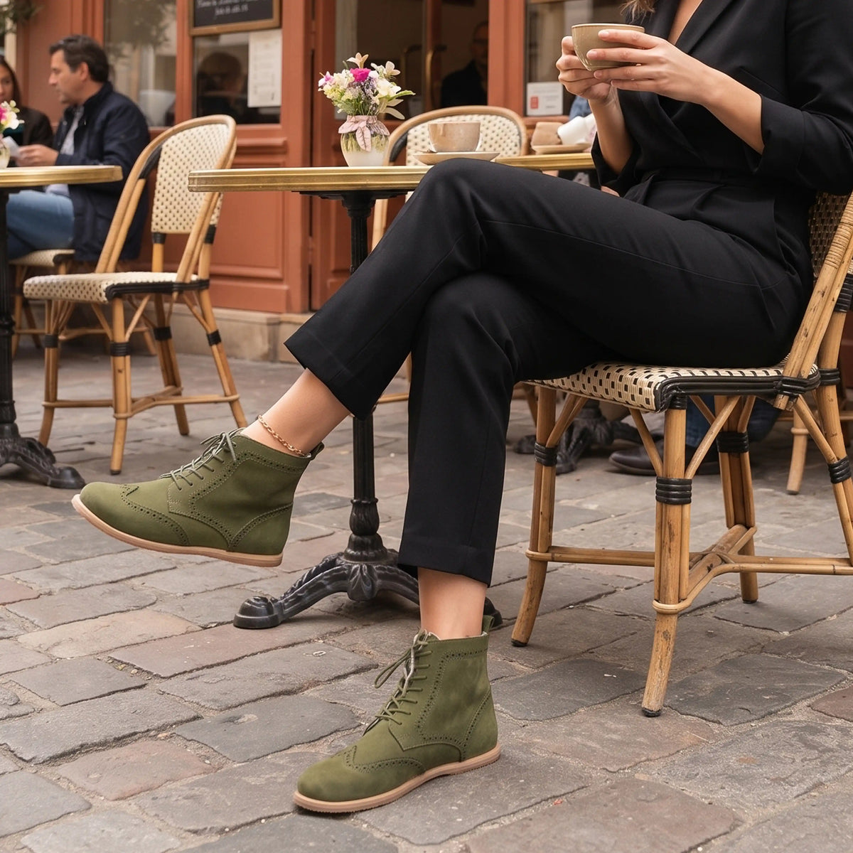 Nubuck Barefoot Moccasin Boots Shoes – Eva Outsole – Green
