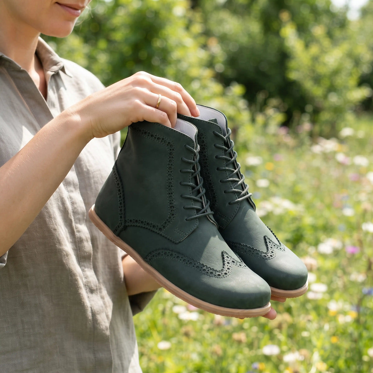 Smooth Barefoot Moccasin Boots Shoes – Eva Outsole – Green