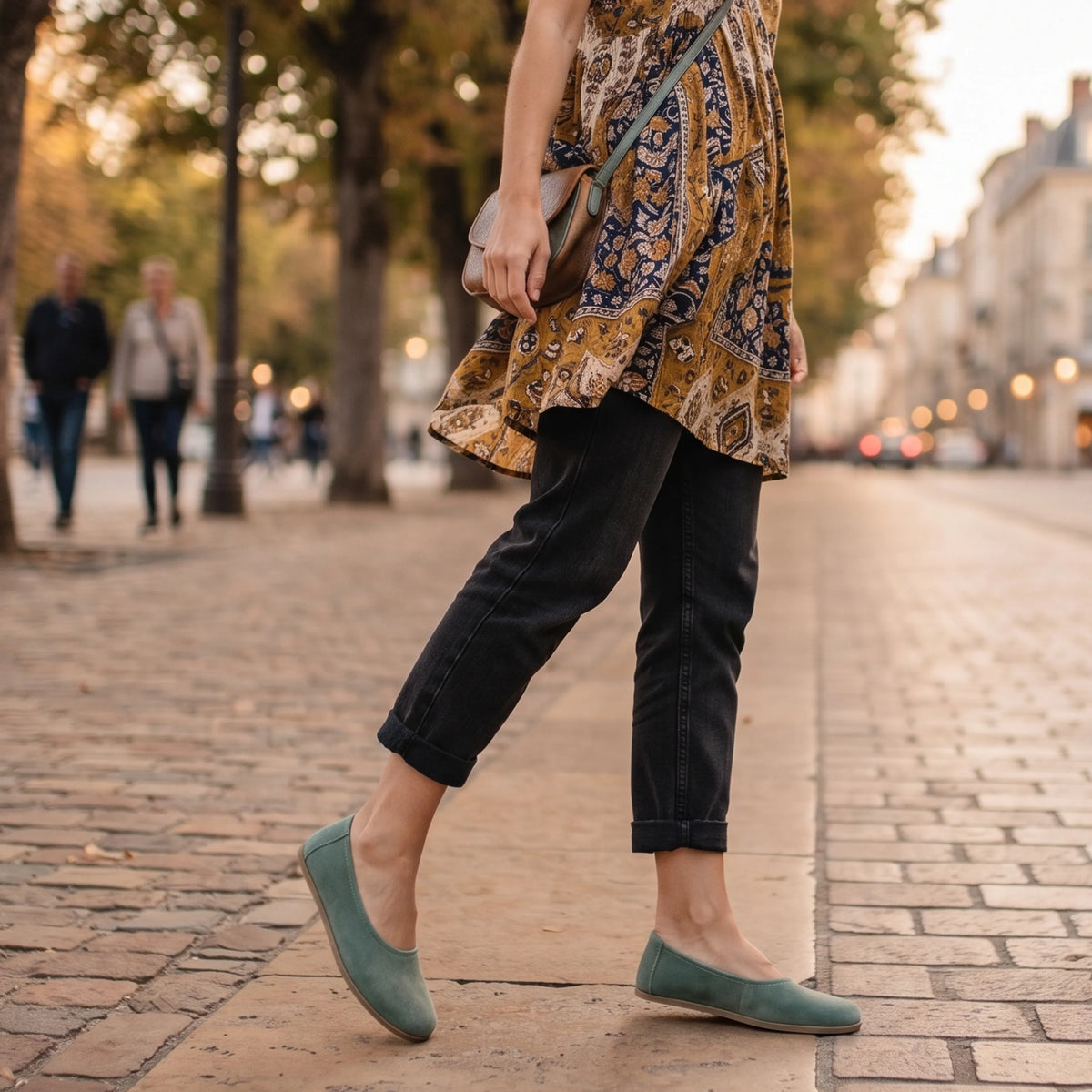 Suede Barefoot Ballet Shoes – Classic Sole — Leather Sole – Sea Blue