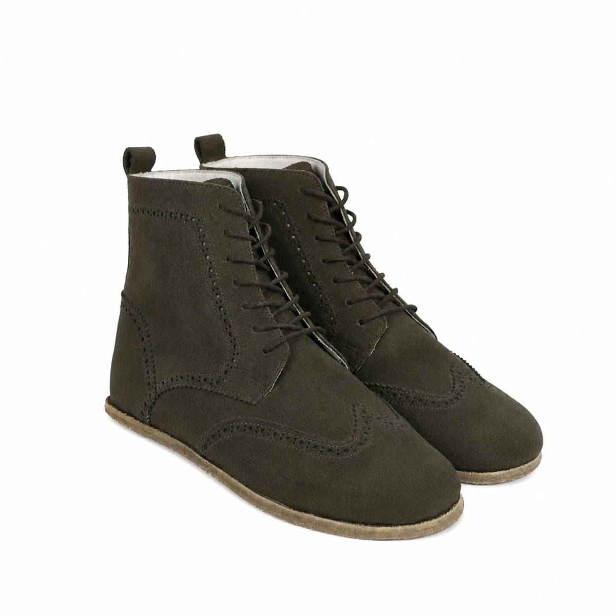 Suede Barefoot Moccasin Boots Shoes – Classic Sole — Leather Sole – Green