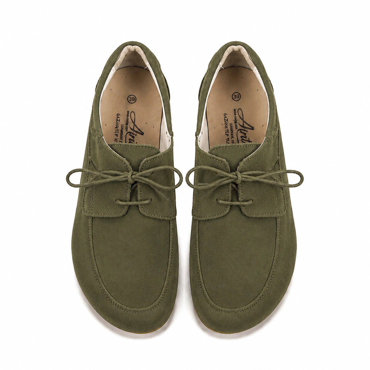 Nubuck Barefoot Laces Penny Loafer Shoes – Rubber Sole – Green