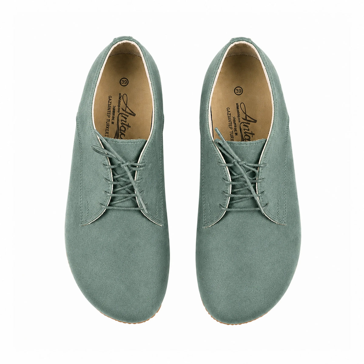 Suede Barefoot Oxford Shoes – Rubber Sole – Sea Blue