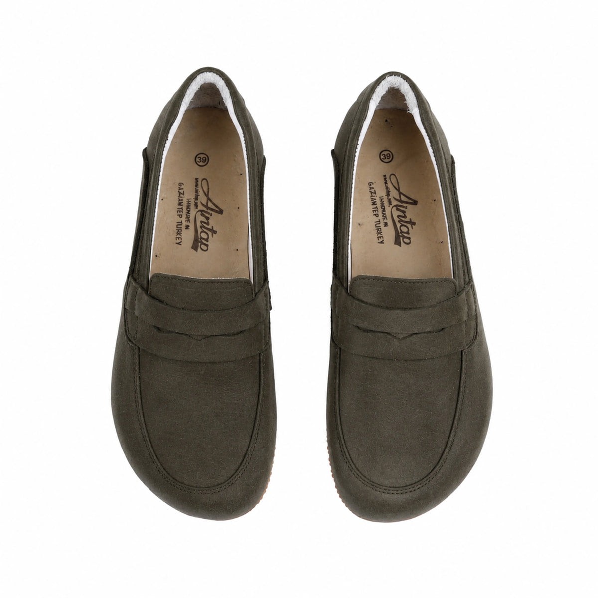 Suede Barefoot Penny Loafer Shoes – Rubber Sole – Green