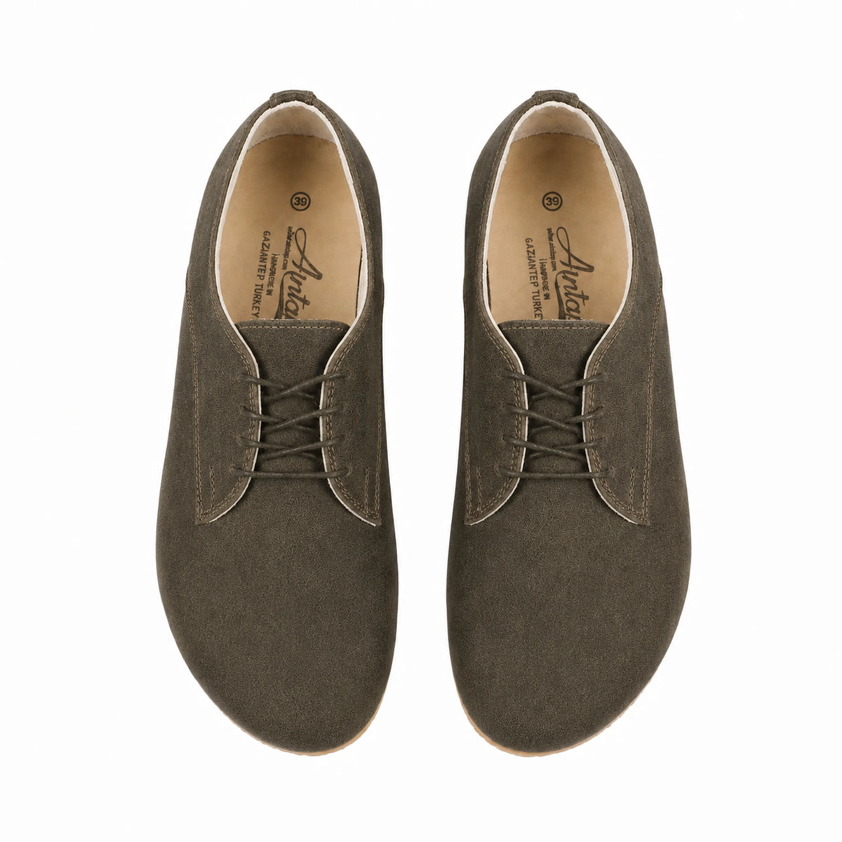 Suede Barefoot Oxford Shoes — Leather Sole – Green