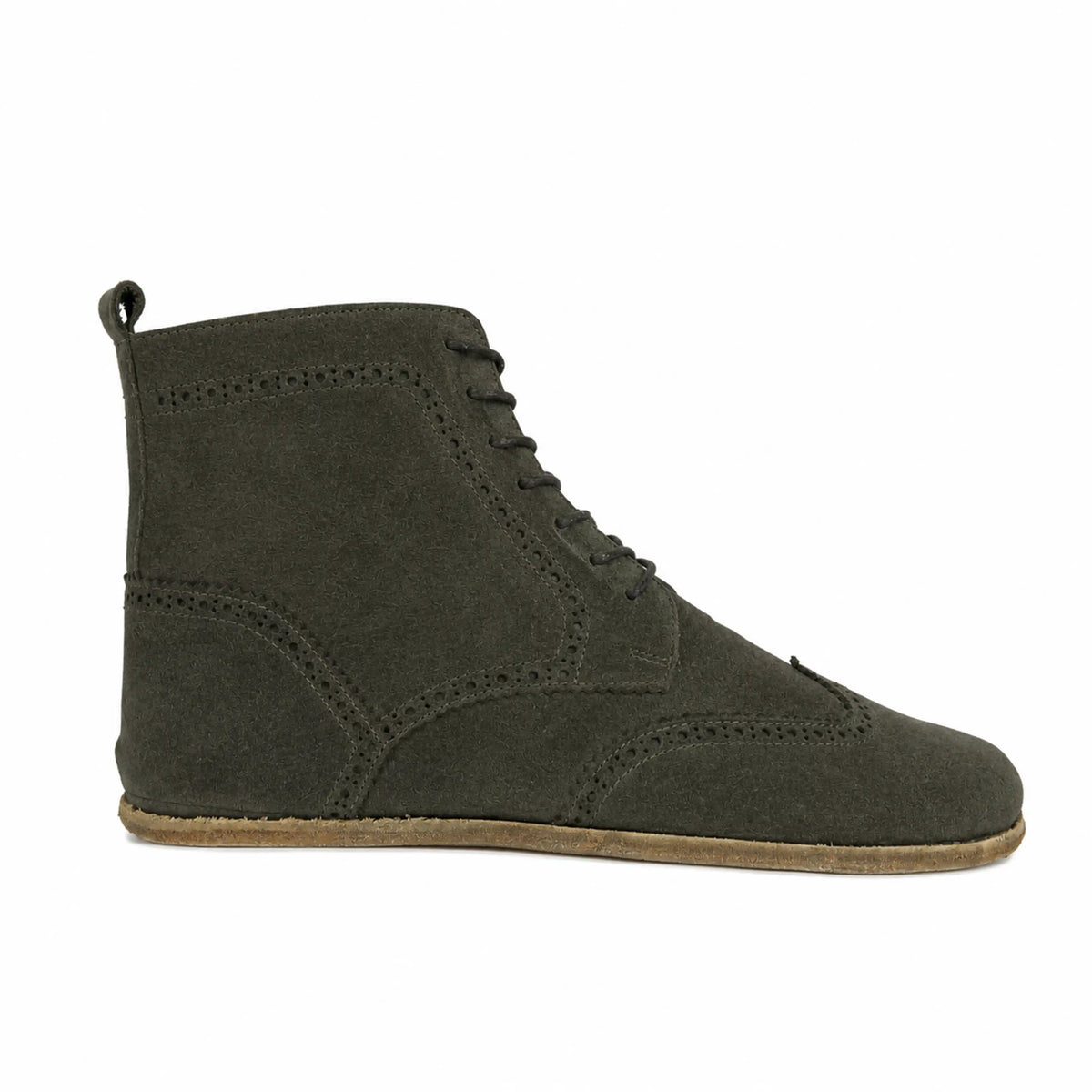 Suede Barefoot Moccasin Boots Shoes – Classic Sole — Leather Sole – Green