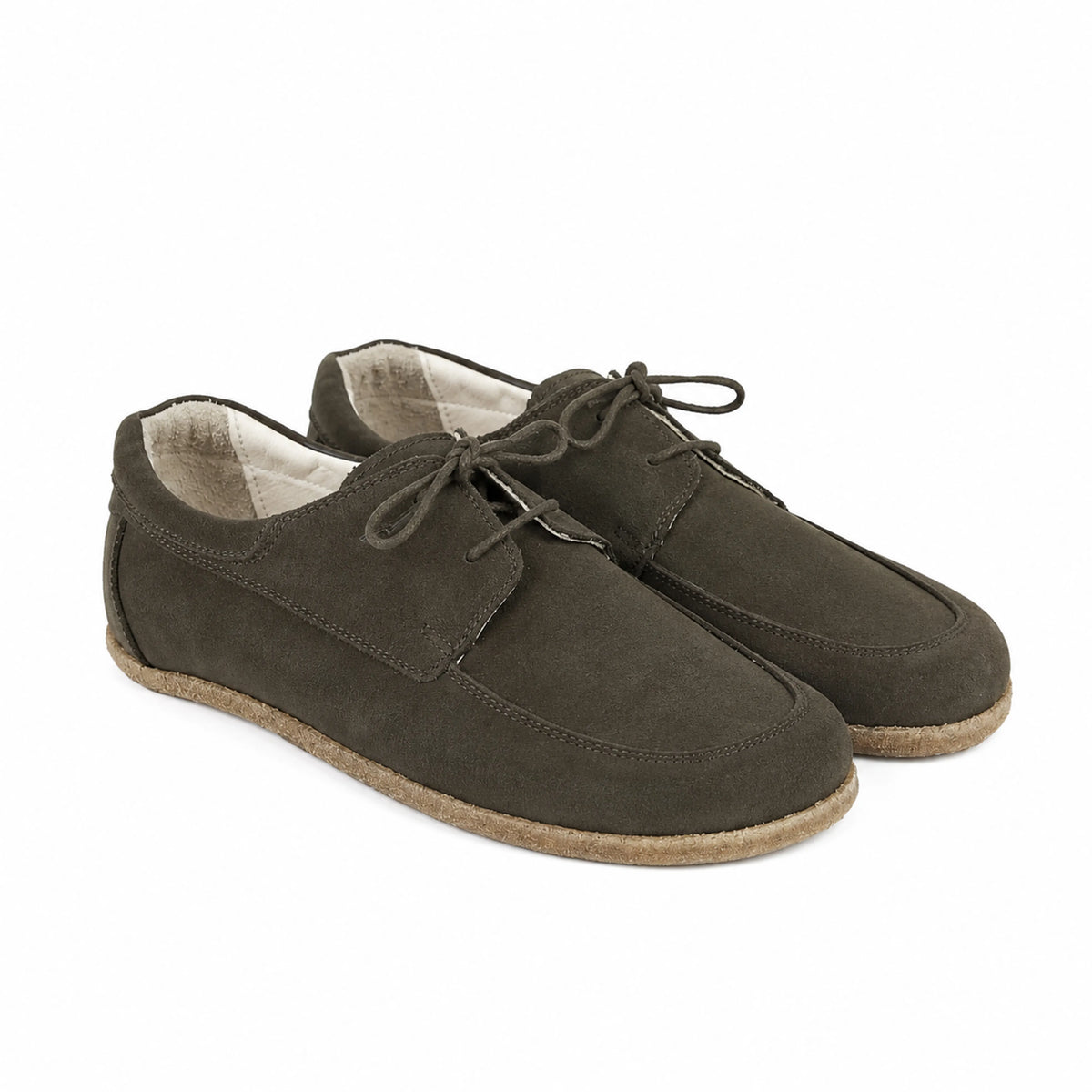 Suede Barefoot Laces Penny Loafer Shoes – Classic Sole — Leather Sole – Green