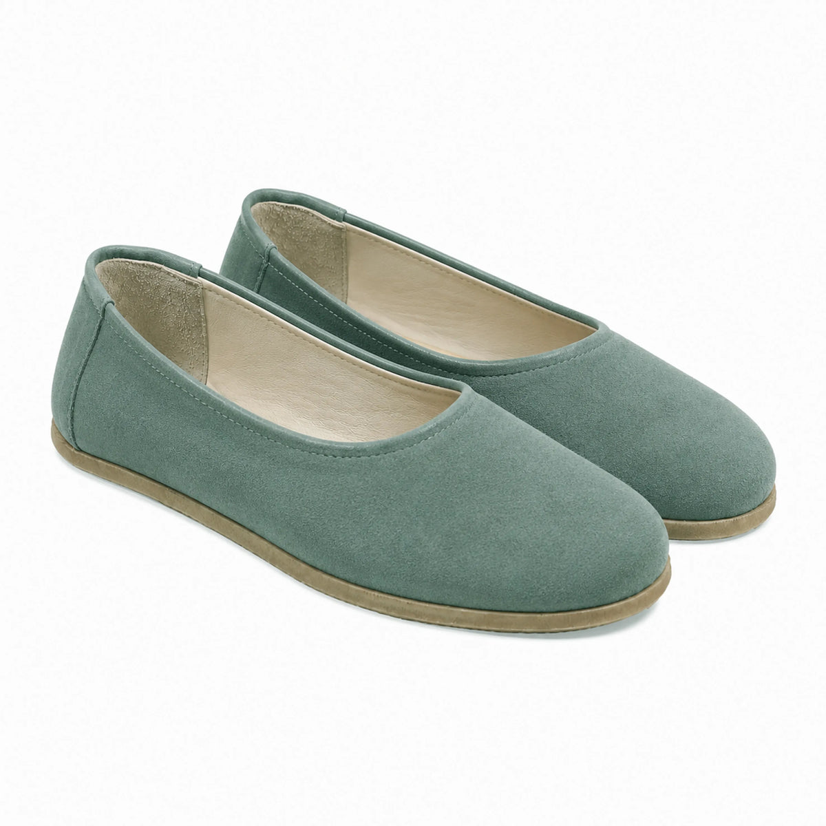 Suede Barefoot Ballet Shoes – Classic Sole — Leather Sole – Sea Blue