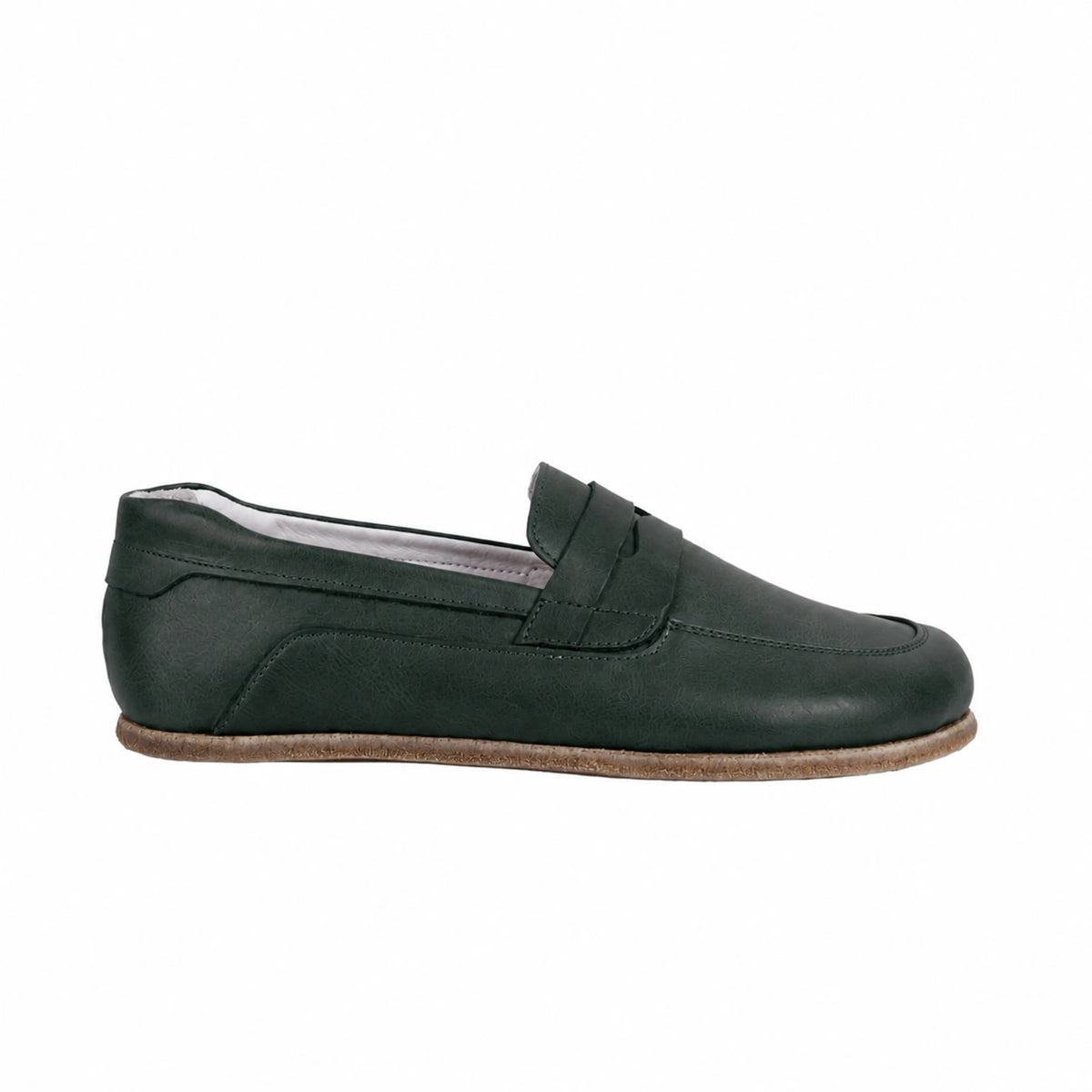Smooth Barefoot Penny Loafer Shoes – Classic Sole — Leather Sole – Green