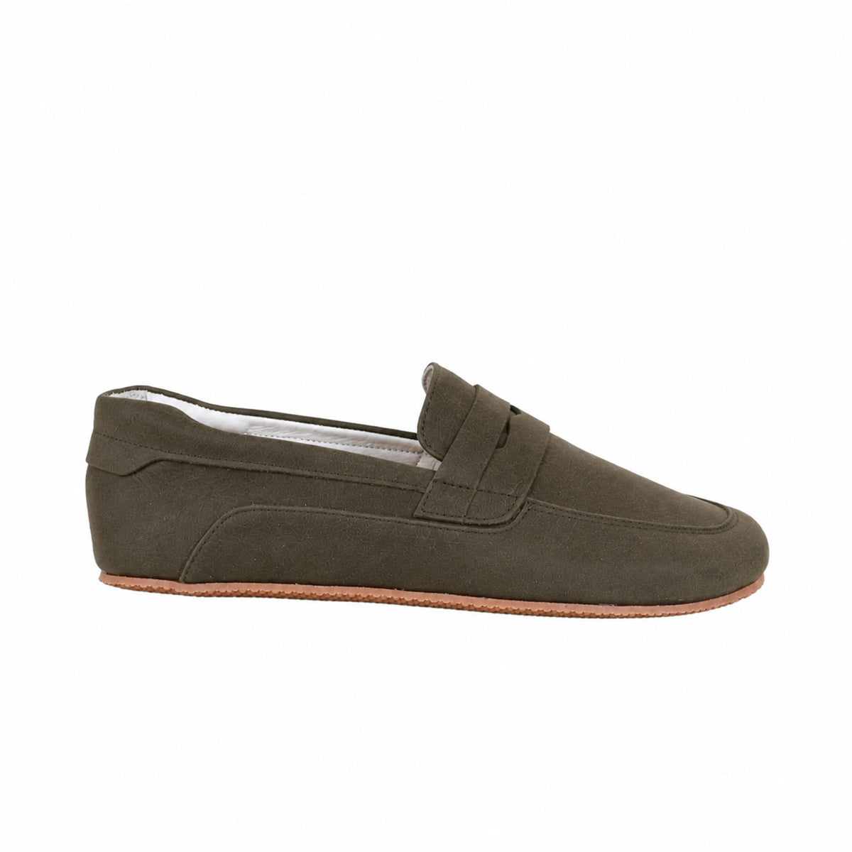 Suede Barefoot Penny Loafer Shoes – Rubber Sole – Green