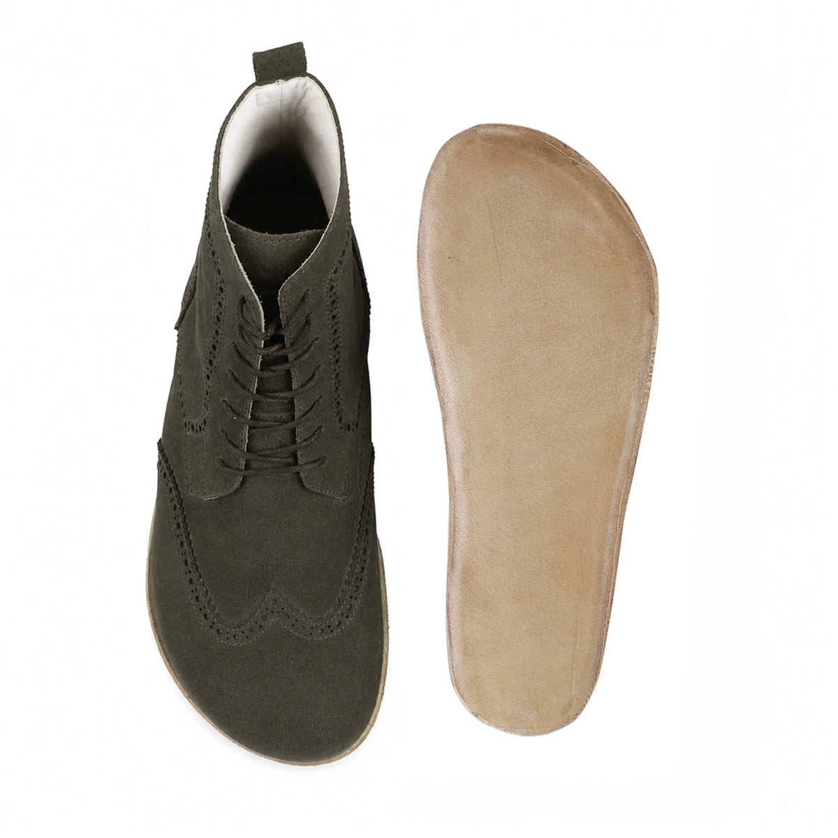 Suede Barefoot Moccasin Boots Shoes – Classic Sole — Leather Sole – Green