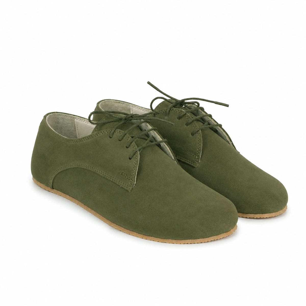 Nubuck Barefoot Oxford Shoes – Rubber Sole – Green