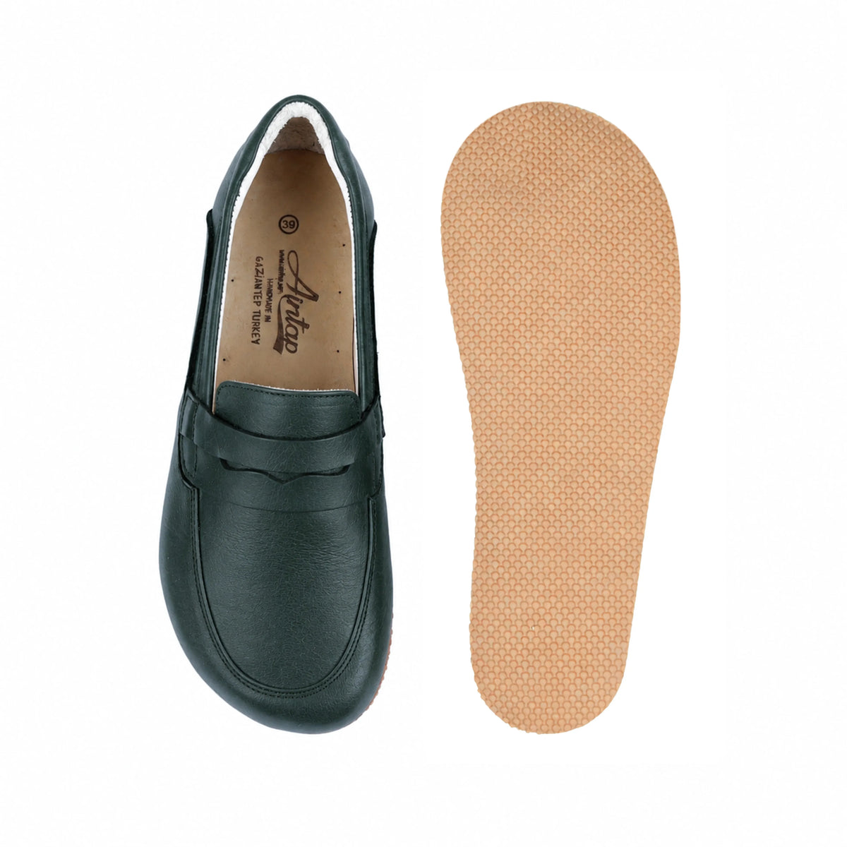 Smooth Barefoot Penny Loafer Shoes – Rubber Sole – Green
