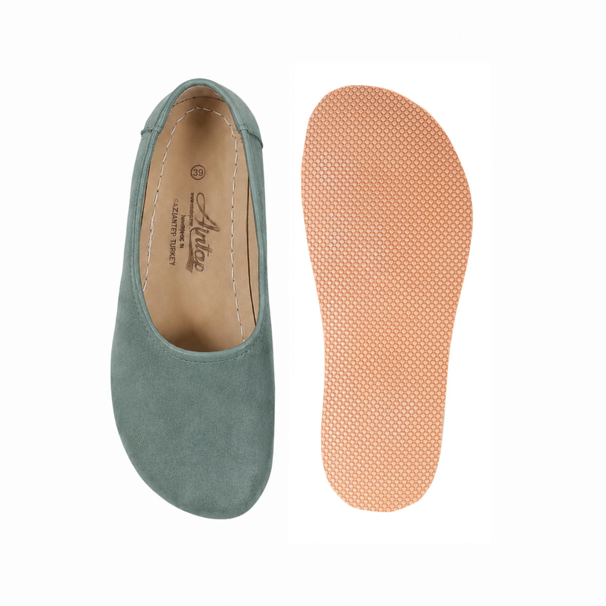 Suede Barefoot Ballet Shoes – Rubber Sole – Sea Blue