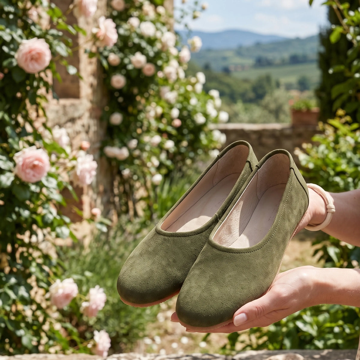 Nubuck Barefoot Ballet Shoes – Rubber Sole – Green
