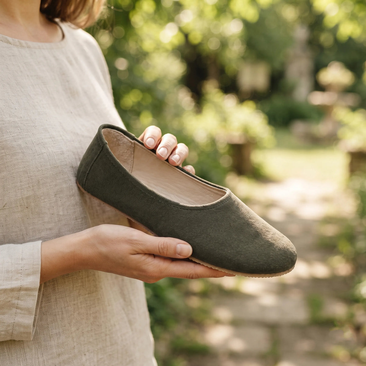 Suede Barefoot Ballet Shoes – Rubber Sole – Green