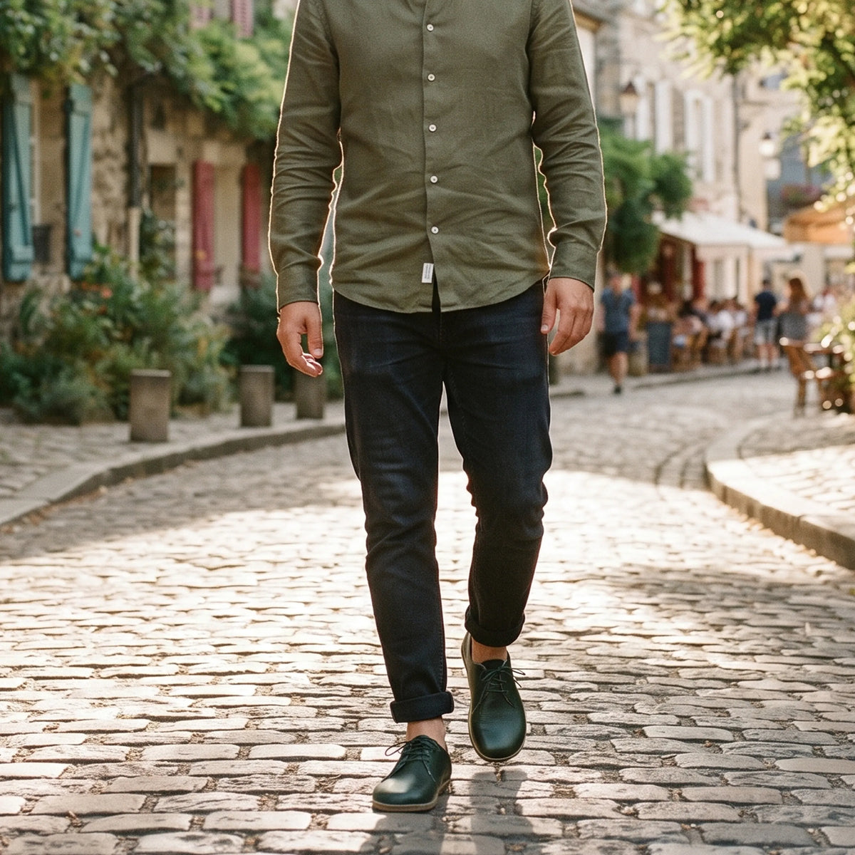 Smooth Barefoot Oxford Shoes — Leather Sole – Green