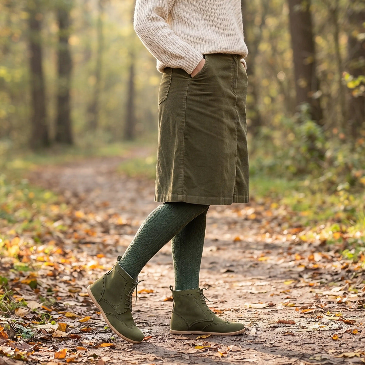 Nubuck Barefoot Moccasin Boots Shoes – Eva Outsole – Green