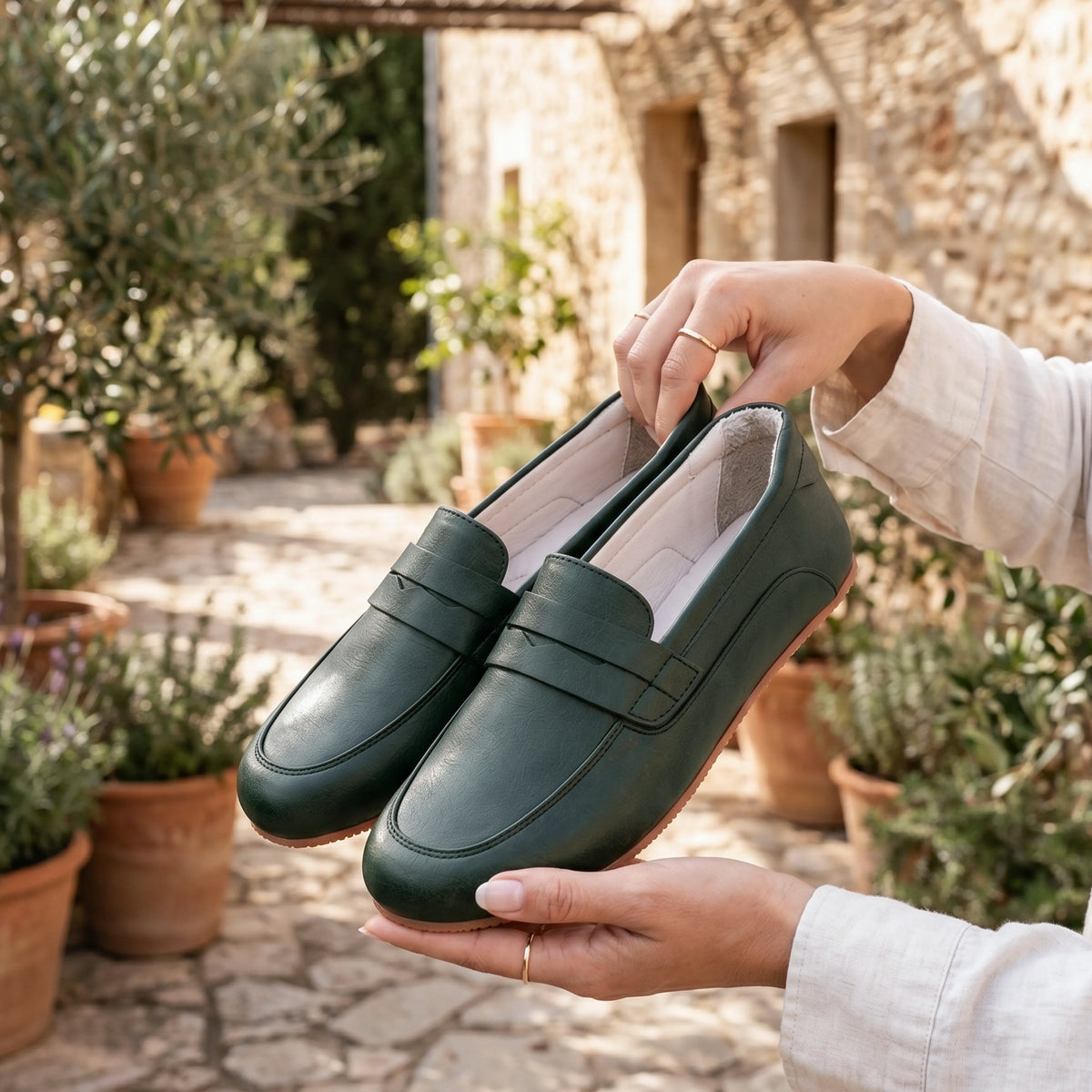 Smooth Barefoot Penny Loafer Shoes – Rubber Sole – Green