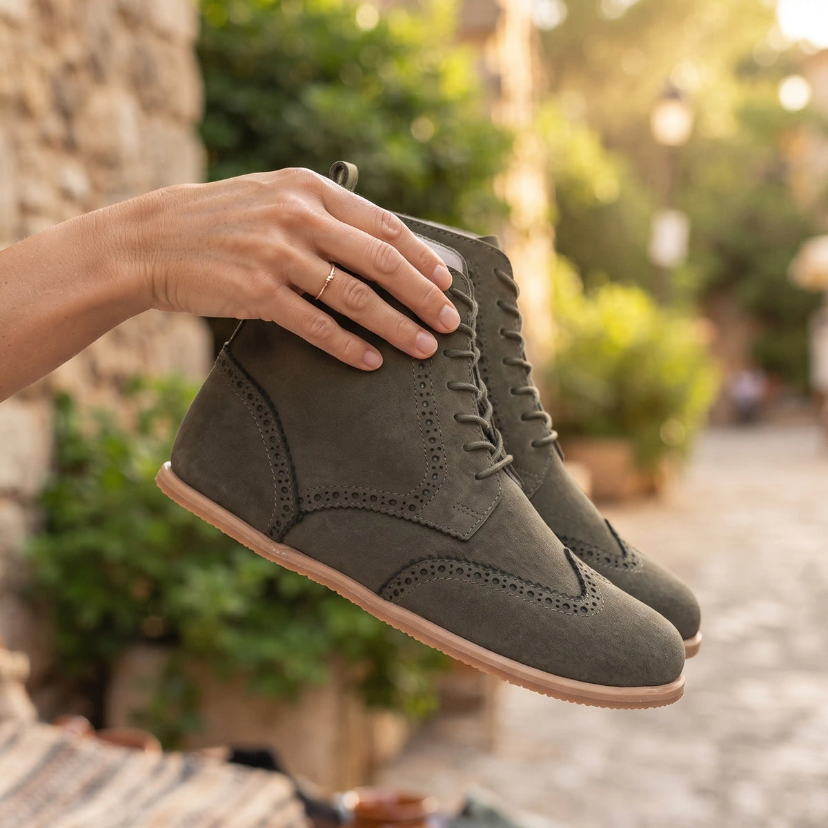 Suede Barefoot Moccasin Boots Shoes – Eva Outsole – Green