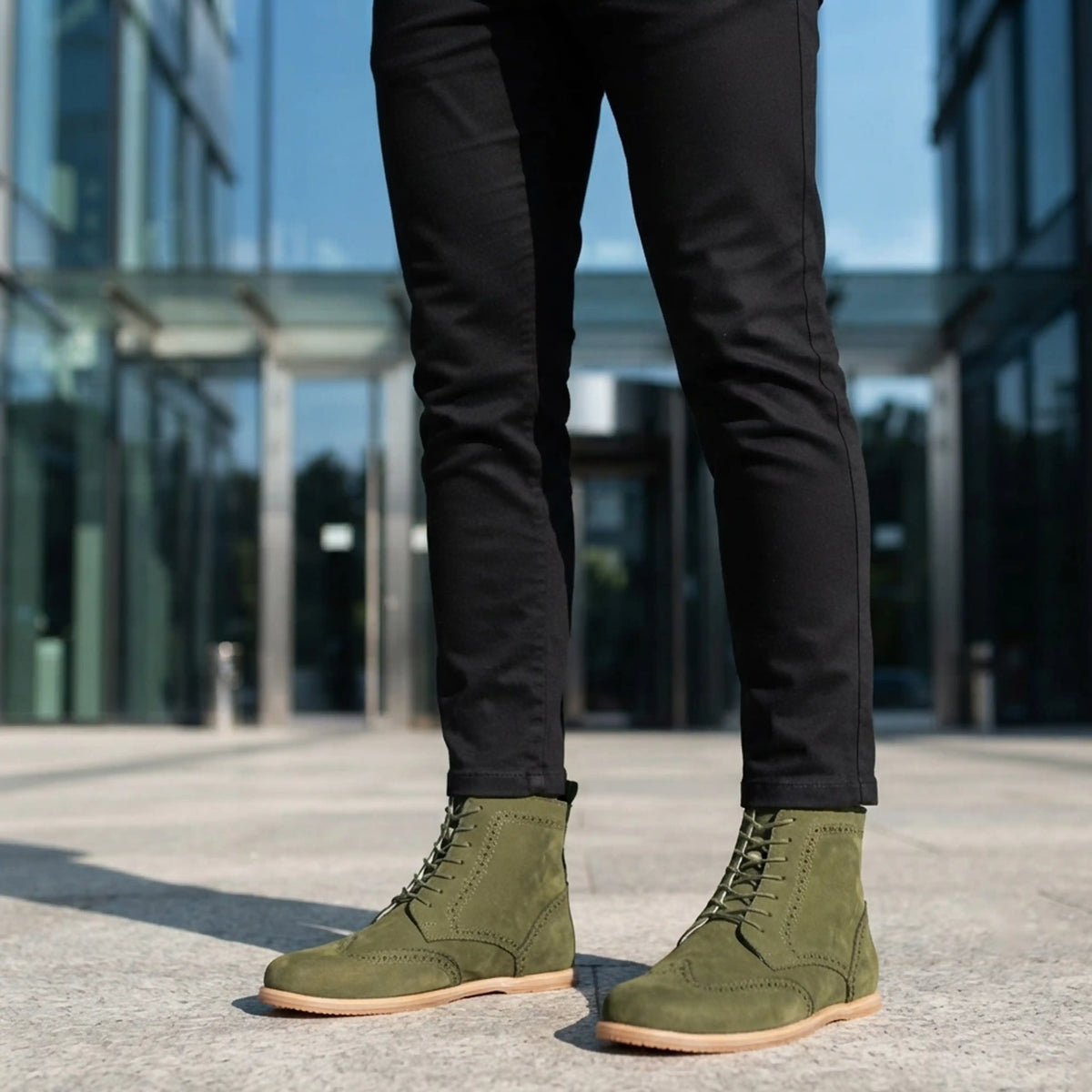 Nubuck Barefoot Moccasin Boots Shoes – Eva Outsole – Green