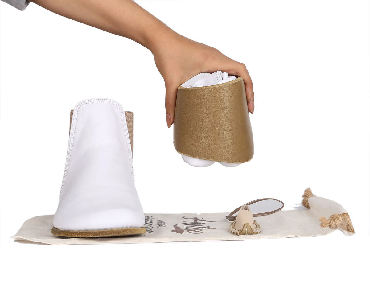 Smooth Barefoot Chelsea Boots Shoes – Classic Sole — Leather Sole – White