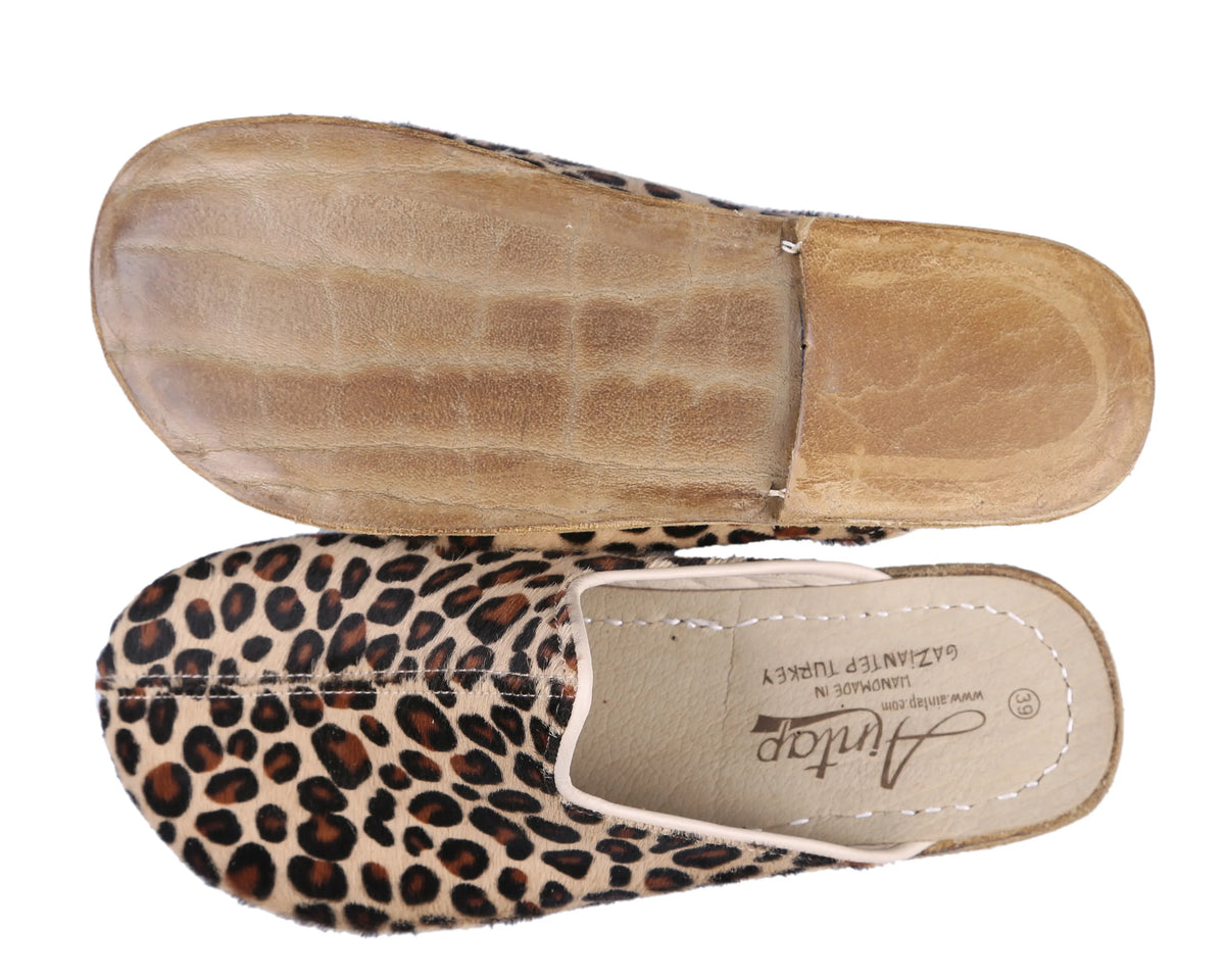 Hair Barefoot Regular Sandals Shoes – Classic Sole — Leather Sole – Leopard