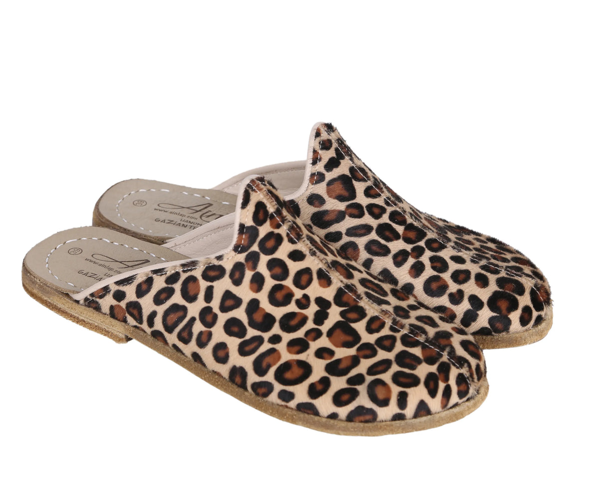 Hair Barefoot Regular Sandals Shoes – Classic Sole — Leather Sole – Leopard