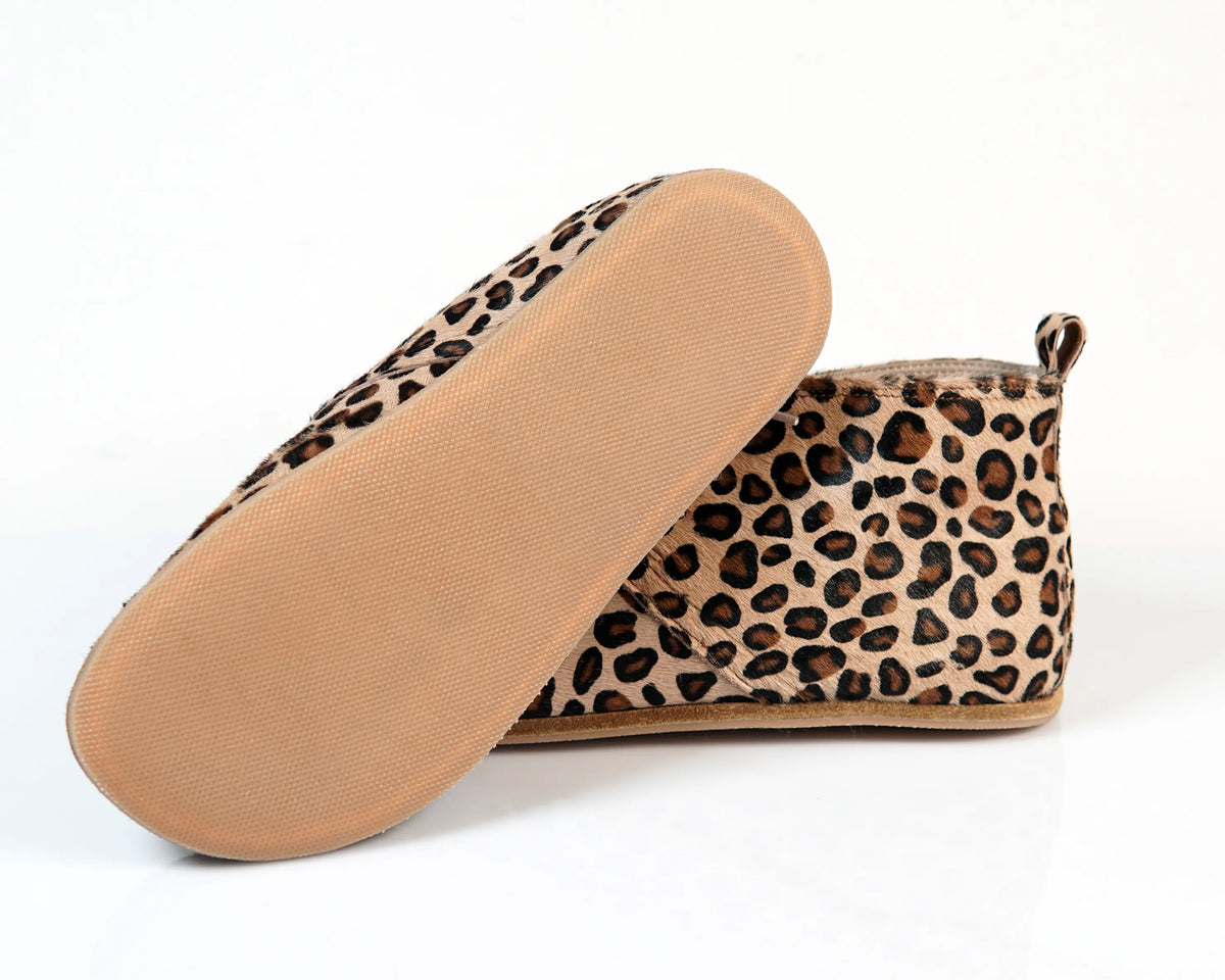 Crazy Barefoot Bootie Laces Shoes – Classic Sole — Leather Sole – Leopard