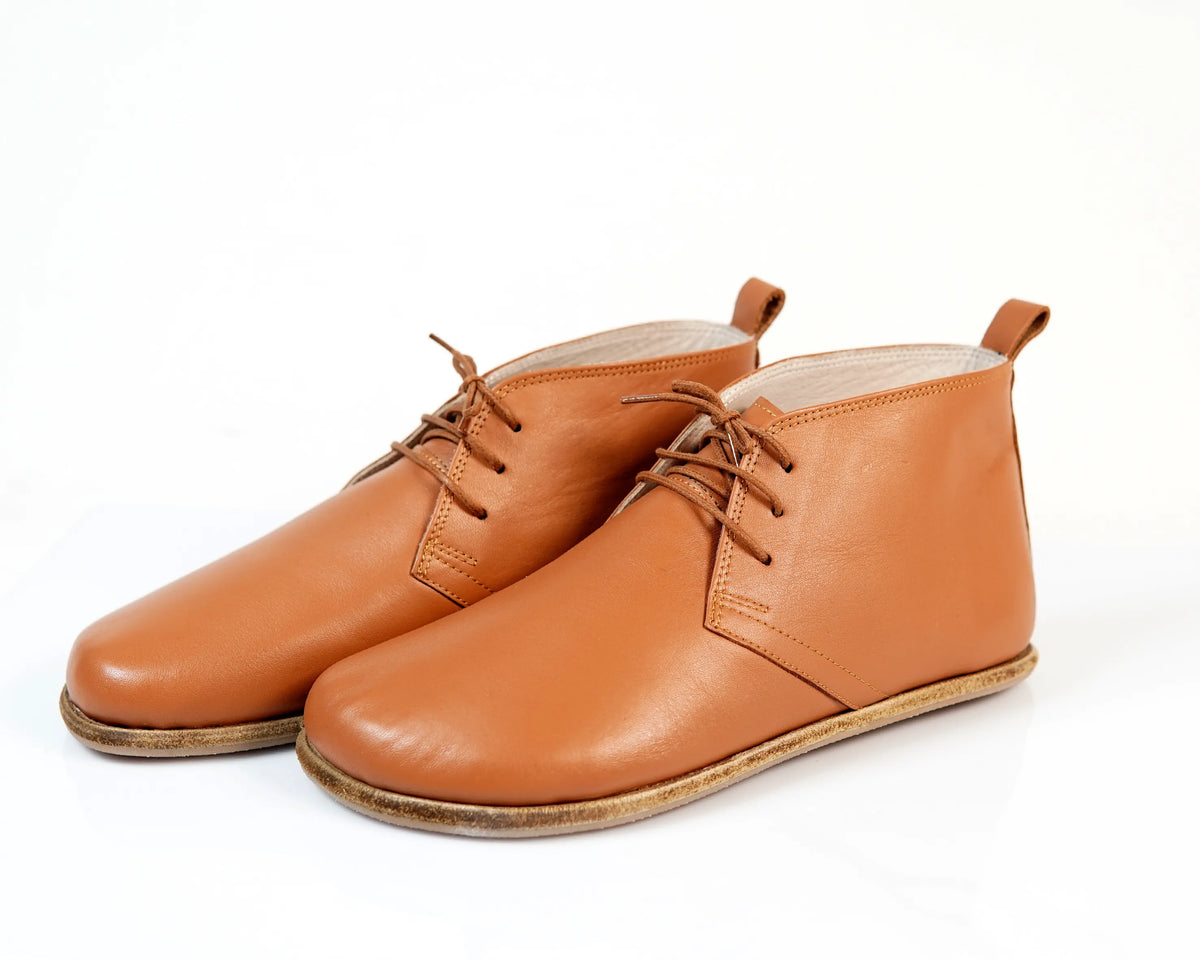 Smooth Barefoot Bootie Laces Shoes – Classic Sole — Leather Sole – Tan