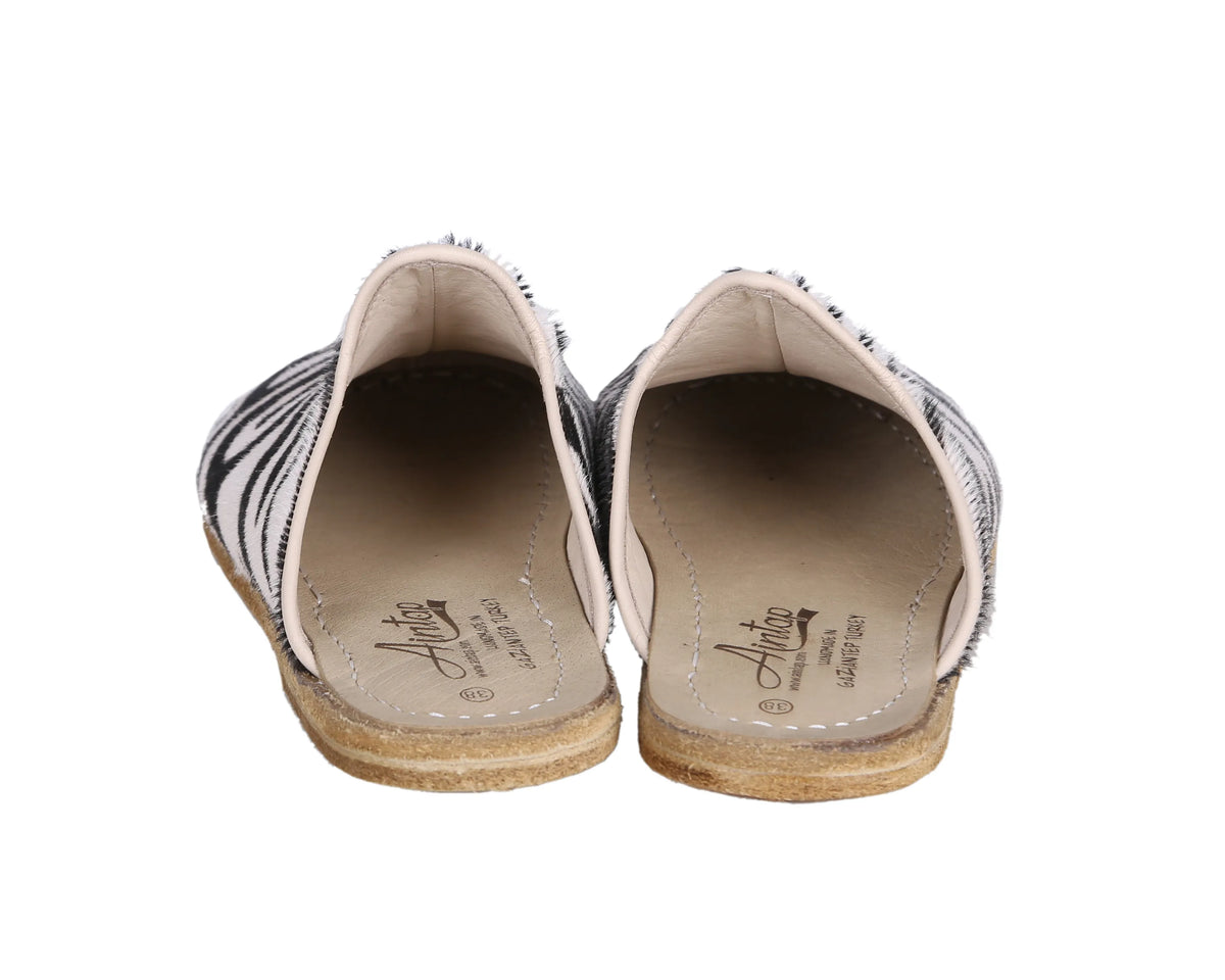 Hair Barefoot Regular Sandals Shoes – Classic Sole — Leather Sole – Zebra
