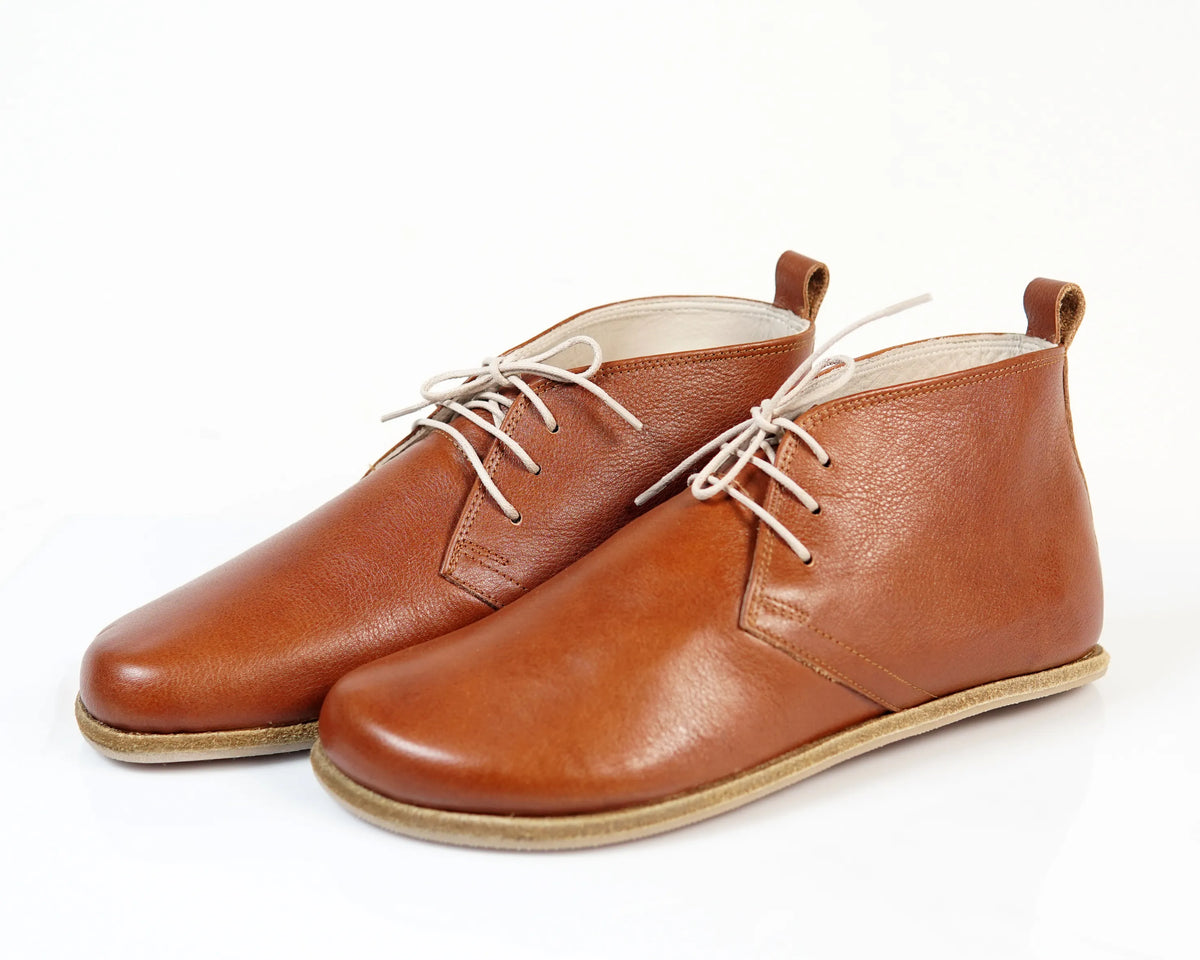 Smooth Barefoot Bootie Laces Shoes – Classic Sole — Leather Sole – Brown