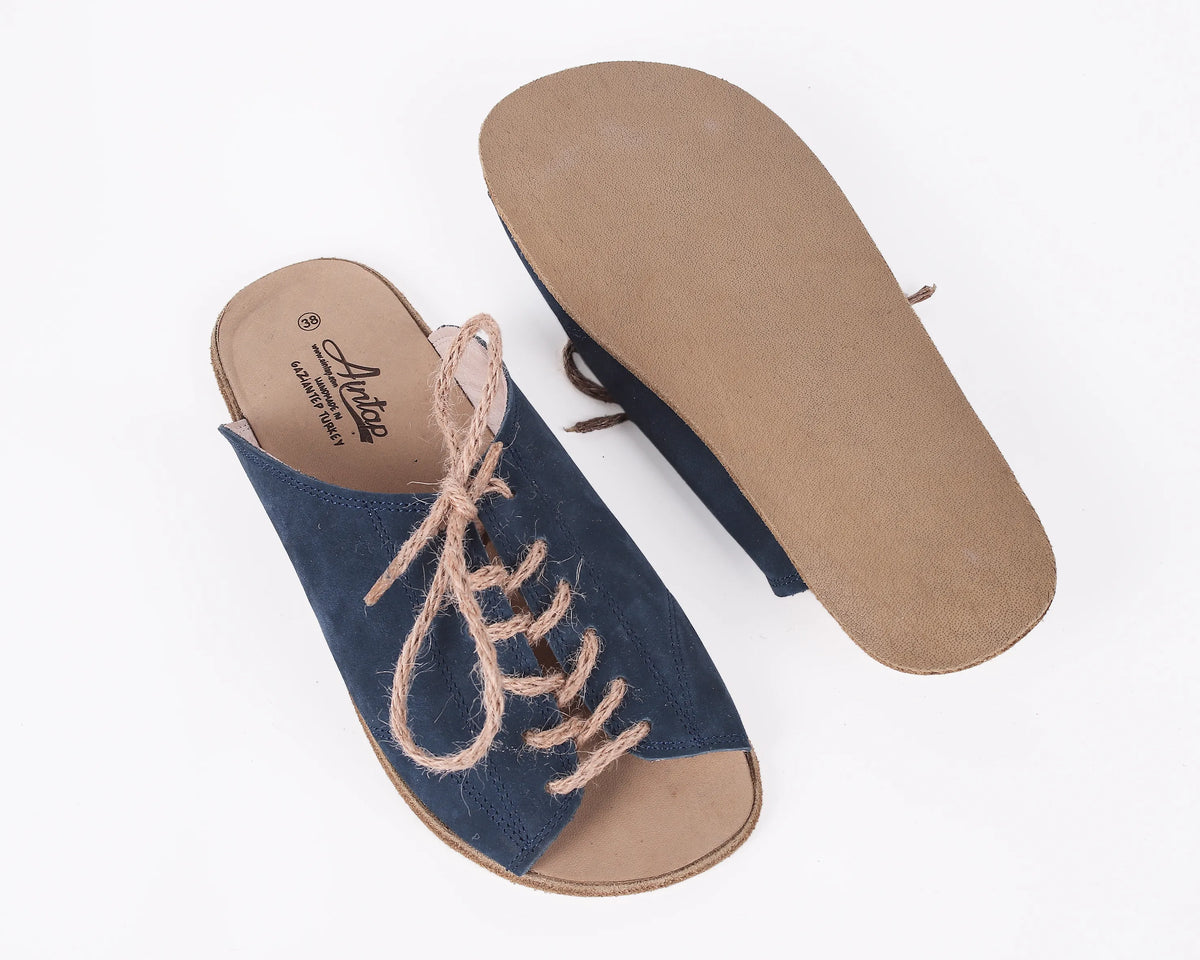 Nubuck Barefoot Laces Sandals Shoes – Classic Sole — Leather Sole – Jeans