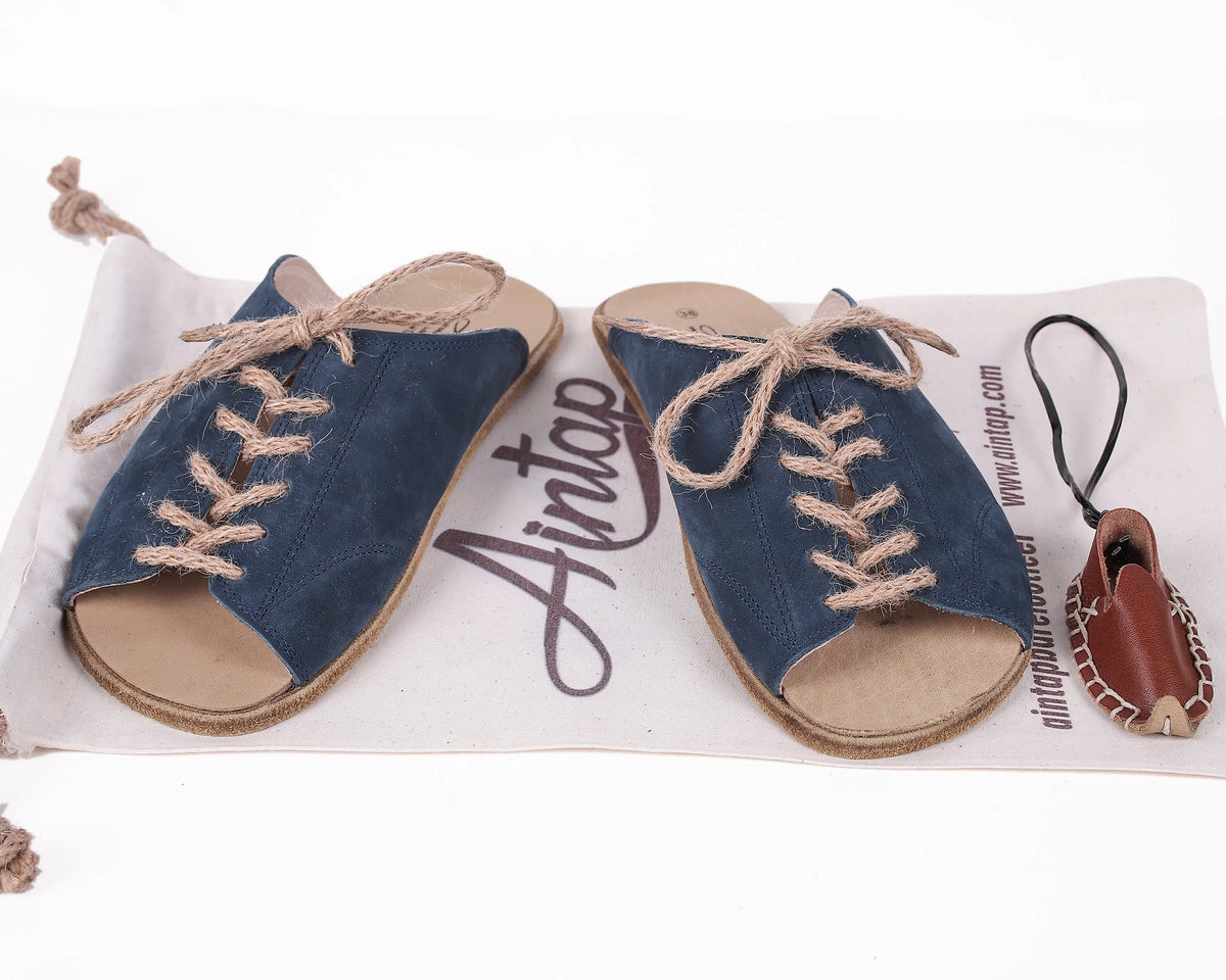 Nubuck Barefoot Laces Sandals Shoes – Classic Sole — Leather Sole – Jeans