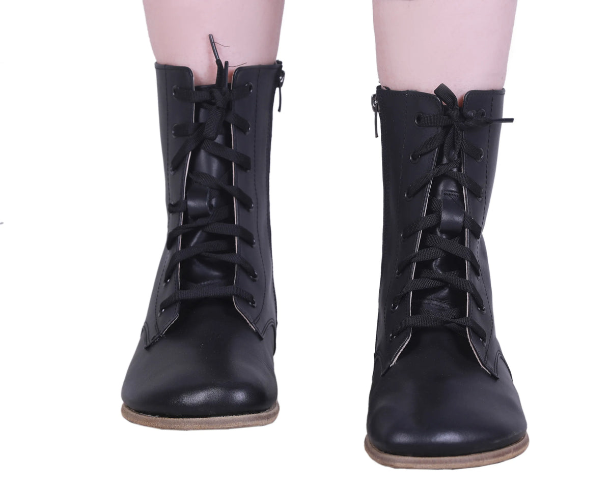 Smooth Barefoot Long Boots Shoes – Classic Sole — Leather Sole – Black