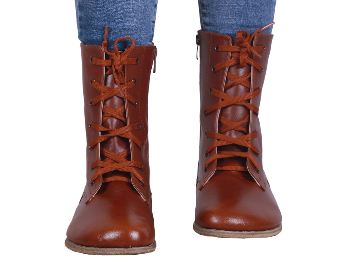 Smooth Barefoot Long Boots Shoes – Classic Sole — Leather Sole – Brown