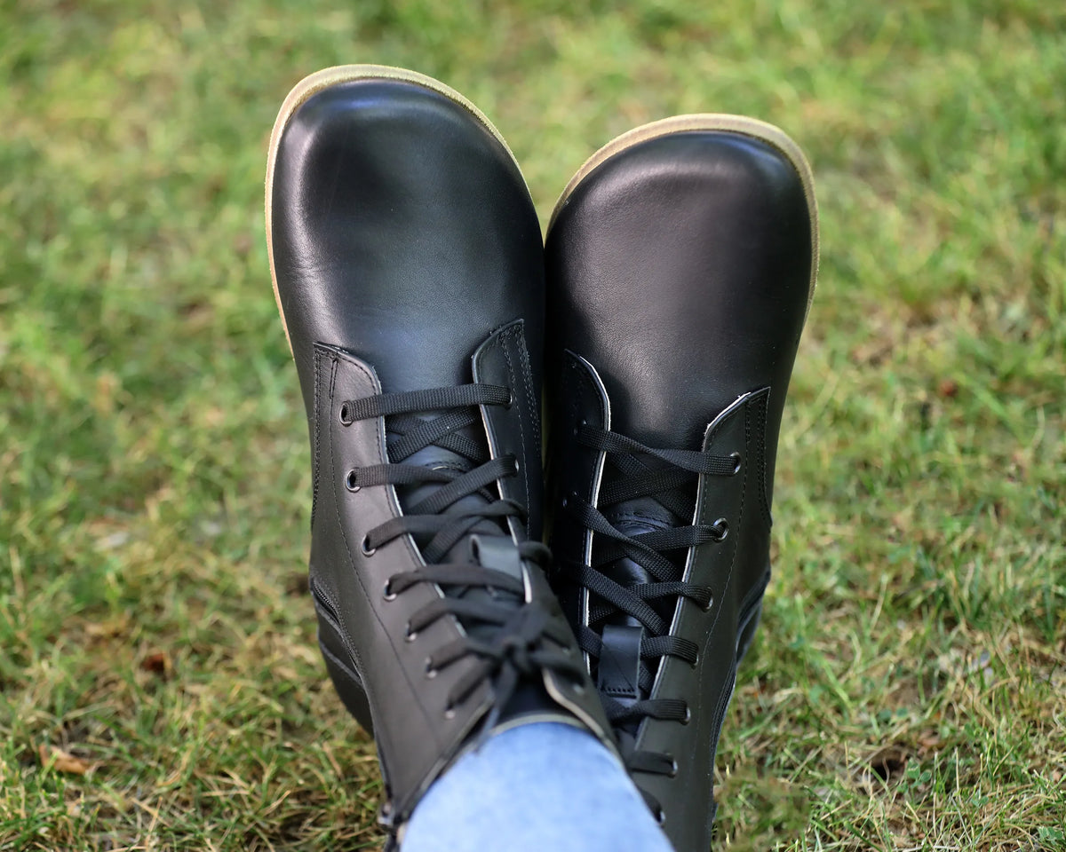 Smooth Barefoot Long Boots Shoes – Classic Sole — Leather Sole – Black