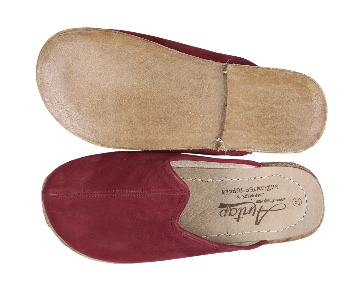 Nubuck Barefoot Regular Sandals Shoes – Classic Sole — Leather Sole – Clared Red