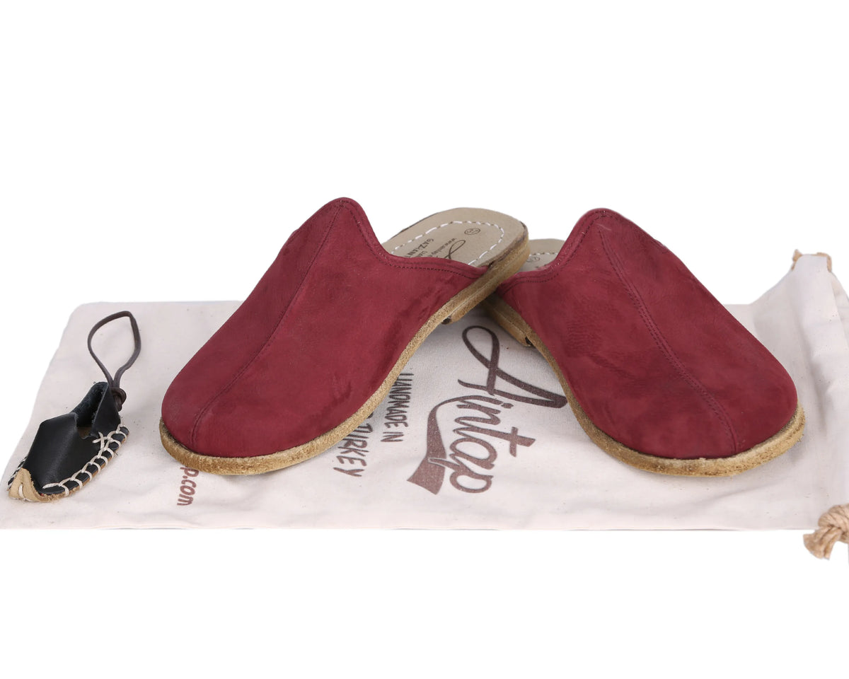 Nubuck Barefoot Regular Sandals Shoes – Classic Sole — Leather Sole – Clared Red