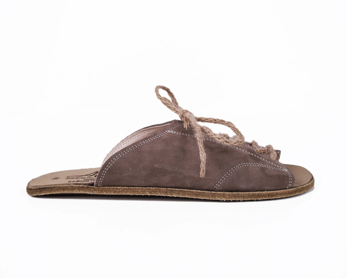 Nubuck Barefoot Laces Sandals Shoes – Classic Sole — Leather Sole – Smoked